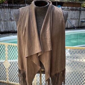 Brown Fringe Vest by Kontrol